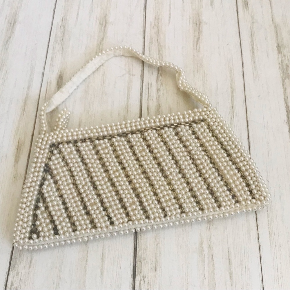 White Faux Pearl Bridal Bag Vintage